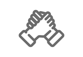 Zwei ineinandergreifende Hände als Symbol für Unterstützung.