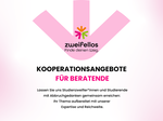 Pfeil mit Zweifelloslogo und Text zu Kooperationsangeboten für Beratende