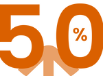 Eine Zahl 50 und ein Prozentzeichen und ein Pfeil nach oben