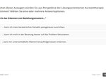 Screenshot einer Multiple-Choice-Frage zur Lösungsorientierten Kurzzeittherapie. Es geht darum, wie das Erkennen von Beziehungsmustern das beratende Handeln und das Verständnis von Klient:innenaufträgen verbessert.