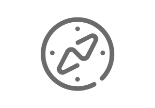 Ein Navigationssymbol: Ein Kreis mit markierter Route.