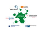 Logos der Partner aus der Region Hannover, darunter Bundesagentur für Arbeit, Jobcenter, Handwerkskammer, IHK, Region Hannover und Umsteigen statt Aussteigen.